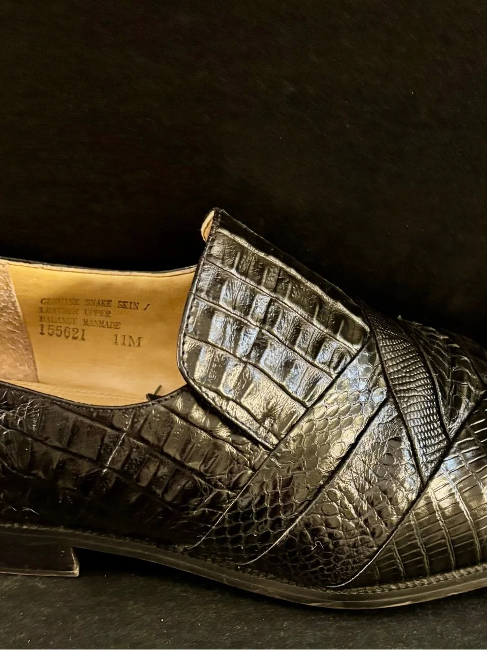 Giorgio Brutini Genuine Snakeskin Dress Loafers Men’s 11M Black Leather Slip On